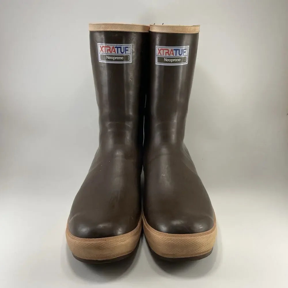 Xtratuf Legacy 12” Deck Boots Brown Mens Size 14 Waterproof Fishing Rubber Welly